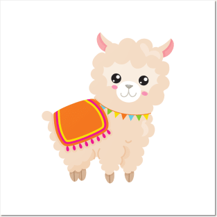 Mexican Llama, Cute Llama, Cute Alpaca, Baby Llama Posters and Art